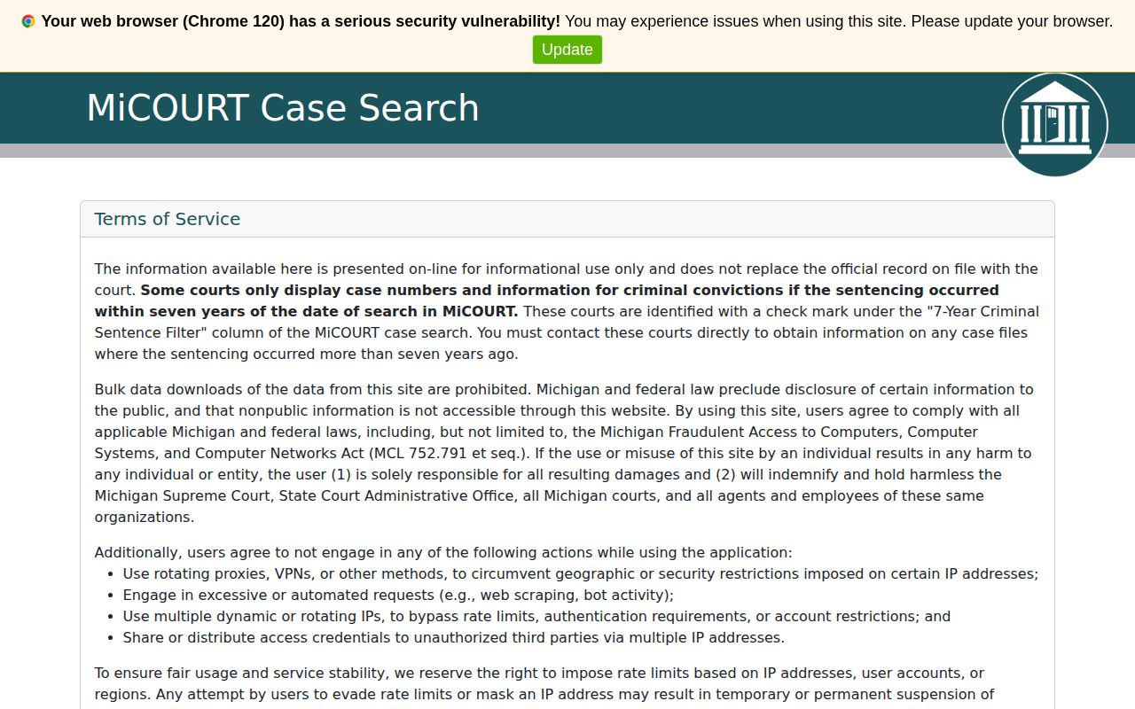 Ogemaw County arrest record court case search at MiCOURT